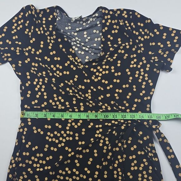 Anne Klein‎ Black Tan Polka Dot Faux Wrap Dress Short Sleeve Knee Length Size 10 - Picture 6 of 6